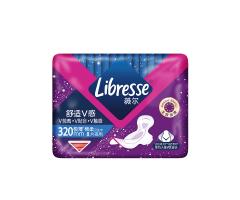 Libresse薇爾舒适V感320夜用(yòng)8片極薄棉柔衛生(shēng)巾