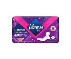 Libresse薇爾舒适V感420加長(cháng)夜用(yòng)6片極薄棉柔衛生(shēng)巾